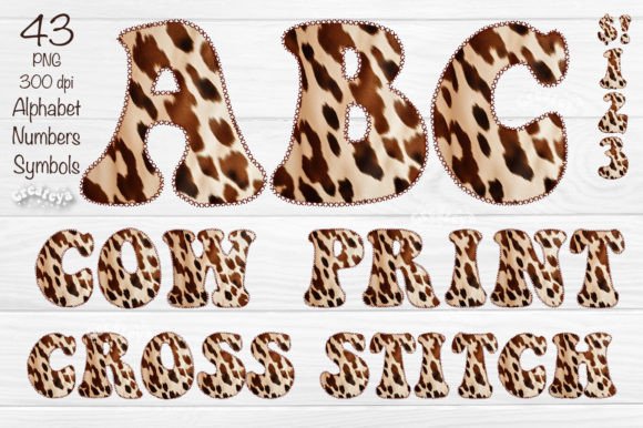 Cow Alphabet PNG Cross Stitches Png