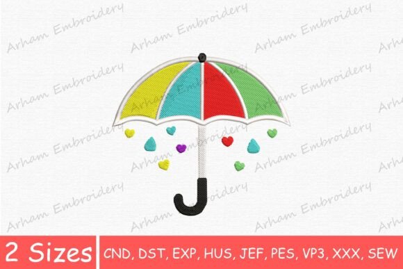 Cute Rainbow Rain Umbrella Embroidery Design Review