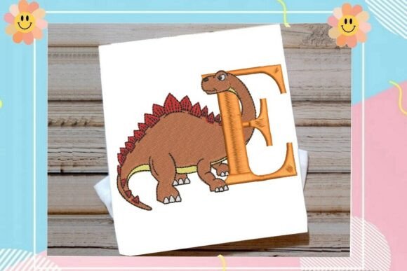 Dinosaur Monogram Alphabet Letter E
