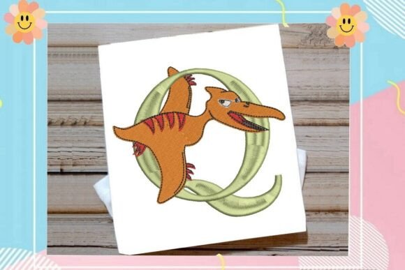 Dinosaur Monogram Alphabet Letter Q