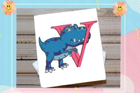 Dinosaur Monogram Alphabet Letter V