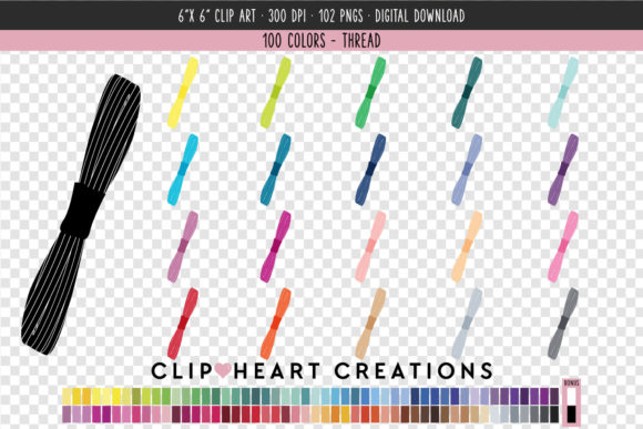 Embroidery Thread Clip Art – 100 Colors