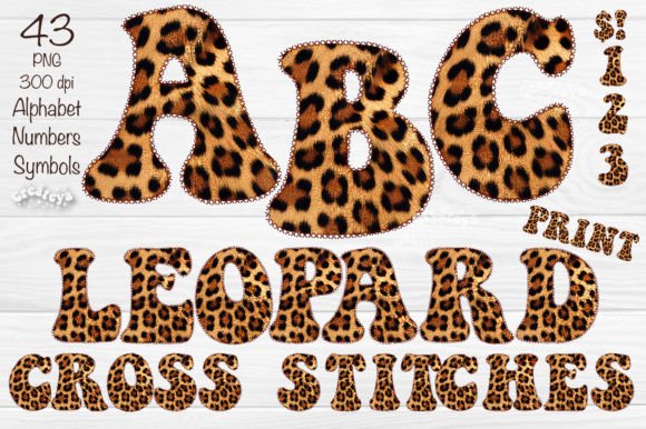 Leopard Alphabet PNG Cross Stitches Png